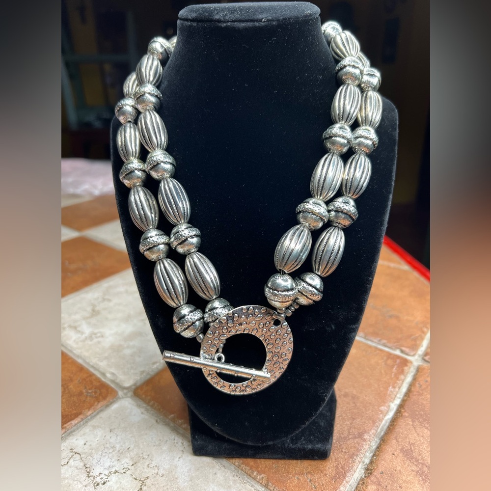 Sookie Sookie Multi Strand Silver Beaded Necklace